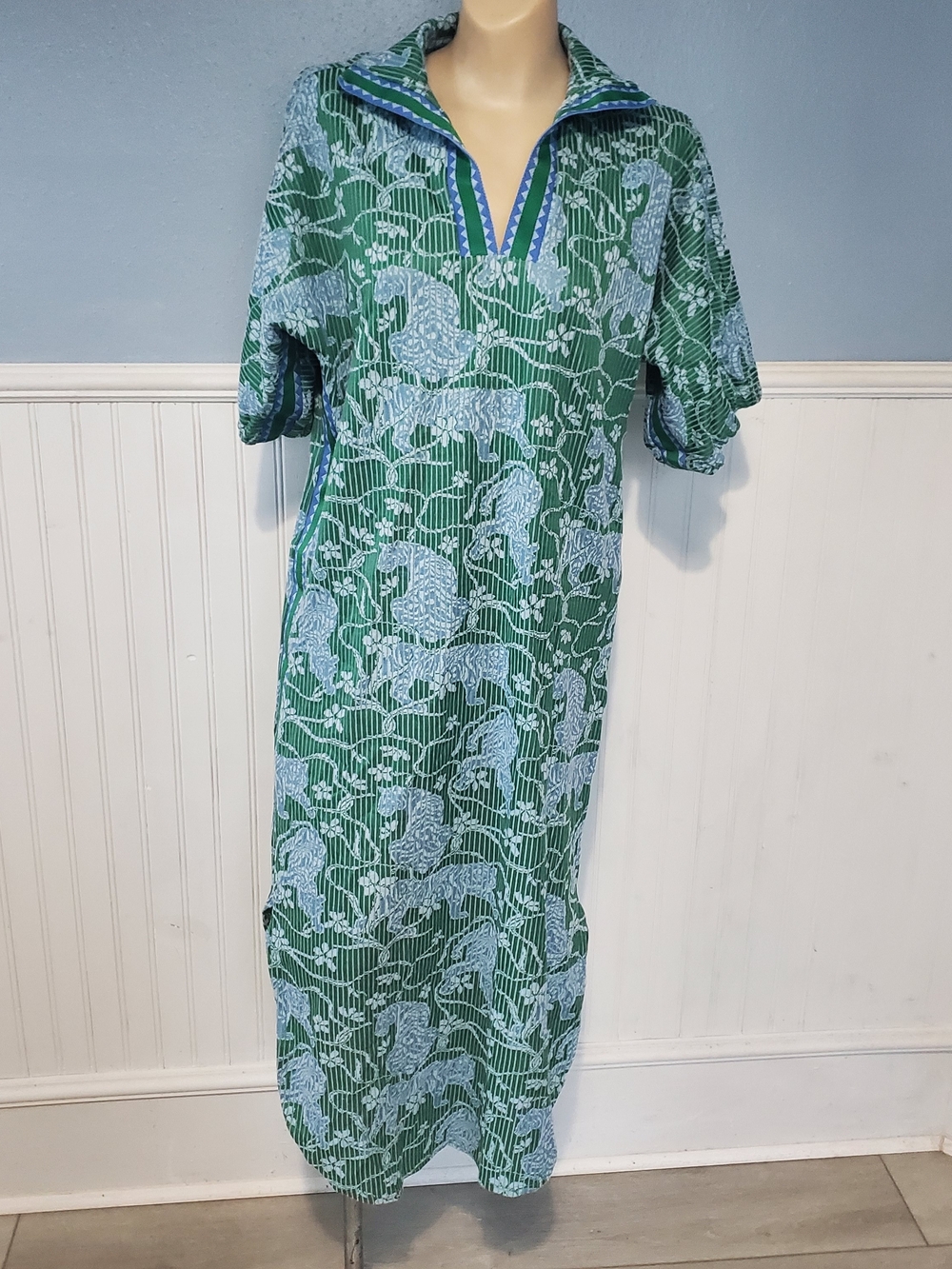 Emily McCarthy Poppy Caftan Dress Tigress Blue Green Sm Resort Travel Cruise